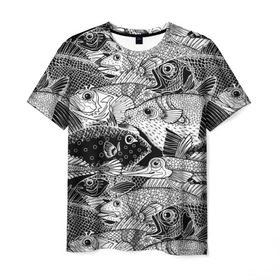 Мужская футболка 3D с принтом Рыбы в Екатеринбурге, 100% полиэфир | прямой крой, круглый вырез горловины, длина до линии бедер | beautiful | best | cool | depth | fashio | fish | graphics | pattern | picture | trendy | underwater | water | world | youth | белый | вода | глубина | графика | картинка | красивый | крутой | лучший | мир | мода | модный | молодёжная | подводный | рисуно