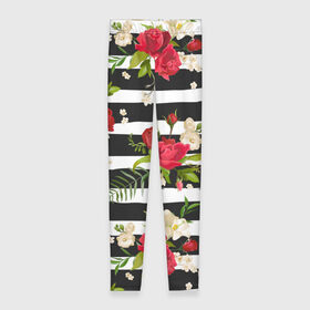 Леггинсы 3D с принтом Розы и орхидеи в Екатеринбурге, 80% полиэстер, 20% эластан | Эластичный пояс, зауженные к низу, низкая посадка | flowers | orchi | roses | белый | букеты | графика | зелёный | искусство | картинка | красивый | красный | крутой | листья | мода | модный | молодёжная | орнамент | орхидеи | полосы | рисунок | розы | рукоделие