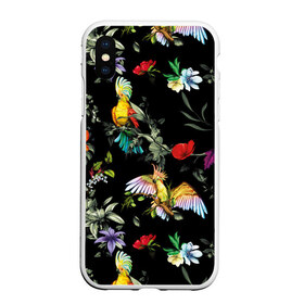 Чехол для iPhone XS Max матовый с принтом Попугаи в Екатеринбурге, Силикон | Область печати: задняя сторона чехла, без боковых панелей | Тематика изображения на принте: parrots | ветки | графика | джунгли | искусство | картинка | красивый | красный | крутой | листья | мода | модный | молодёжная | орнамент | попугаи | рисунок | розовый | рукоделие | синий | стиль