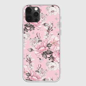 Чехол для iPhone 12 Pro Max с принтом Розовые розы в Екатеринбурге, Силикон |  | bouquets | color | gray | leave | lowers | ornament | patterns | pink | roses | букеты | графика | искусство | картинка | красивый | крутой | листья | мода | модный | молодёжная | орнамент | рисунок | розовые | розы | рукоделие | серый