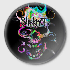 Значок с принтом Slipknot в Екатеринбурге,  металл | круглая форма, металлическая застежка в виде булавки | slipknot | грув | группа | джои джордисон | кори тейлор | метал | мик томсон | ню | петля | рок | слипкнот | удавка