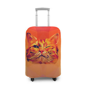 Чехол для чемодана 3D с принтом Подмигивающий кот (Low Poly) в Екатеринбурге, 86% полиэфир, 14% спандекс | двустороннее нанесение принта, прорези для ручек и колес | cat | fox | kitty | low | lowpoly | poly | веселая | геометрия | грозовой кошак | желтая | кот | котейка | котофей | кошак | лиса | любителям кошек | низкополигональный | позитив | прикольная | рисунок | рыжая | узор