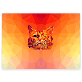 Поздравительная открытка с принтом Подмигивающий кот (Low Poly) в Екатеринбурге, 100% бумага | плотность бумаги 280 г/м2, матовая, на обратной стороне линовка и место для марки
 | Тематика изображения на принте: cat | fox | kitty | low | lowpoly | poly | веселая | геометрия | грозовой кошак | желтая | кот | котейка | котофей | кошак | лиса | любителям кошек | низкополигональный | позитив | прикольная | рисунок | рыжая | узор