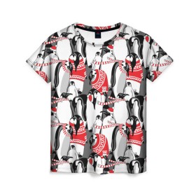 Женская футболка 3D с принтом Пингвины в Екатеринбурге, 100% полиэфир ( синтетическое хлопкоподобное полотно) | прямой крой, круглый вырез горловины, длина до линии бедер | аниме | антарктида | графика | греются | зима | искусство | картинка | красивый | крутой | м | мода | модный | молодёжная | новый год | орнамент | пингвины | полоски | праздник | птицы | рисунок