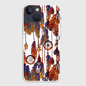 Чехол для iPhone 13 mini с принтом Бохо в Екатеринбурге,  |  | Тематика изображения на принте: boho | hippie | белый | бохо | бусы | винтаж | графика | индейцы | искусство | камни | картинка | крутой | ловцы | лучший | милитари | мода | модный | молодёжная | ожелелье | перья | рисунок | сафари | снов