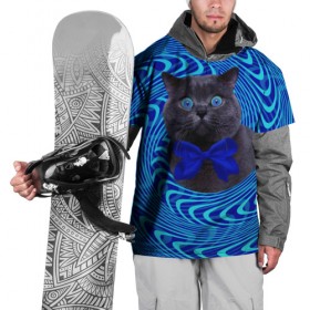 Накидка на куртку 3D с принтом Гипнотический кот в Екатеринбурге, 100% полиэстер |  | big | арт | крупные арты | крупные принты | сумасшедшие арты