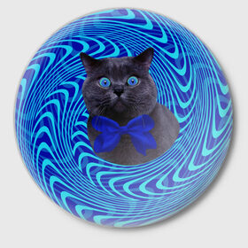 Значок с принтом Гипнотический кот в Екатеринбурге,  металл | круглая форма, металлическая застежка в виде булавки | big | арт | крупные арты | крупные принты | сумасшедшие арты