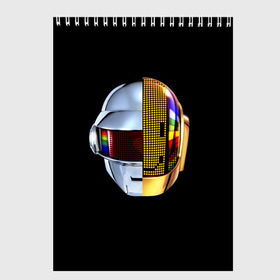 Скетчбук с принтом Daft Punk в Екатеринбурге, 100% бумага
 | 48 листов, плотность листов — 100 г/м2, плотность картонной обложки — 250 г/м2. Листы скреплены сверху удобной пружинной спиралью | Тематика изображения на принте: daft punk | electronic | house | human | music | robot | дафт панк | музыка | синти поп | хаус | электроника