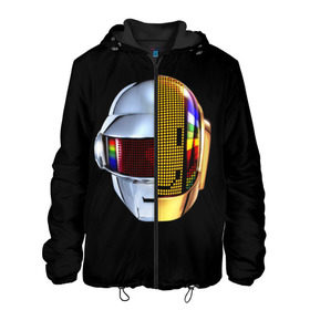 Мужская куртка 3D с принтом Daft Punk в Екатеринбурге, ткань верха — 100% полиэстер, подклад — флис | прямой крой, подол и капюшон оформлены резинкой с фиксаторами, два кармана без застежек по бокам, один большой потайной карман на груди. Карман на груди застегивается на липучку | Тематика изображения на принте: daft punk | electronic | house | human | music | robot | дафт панк | музыка | синти поп | хаус | электроника