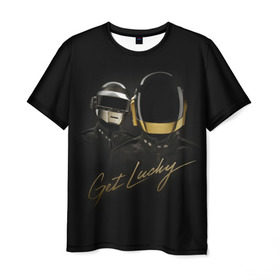 Мужская футболка 3D с принтом Daft Punk в Екатеринбурге, 100% полиэфир | прямой крой, круглый вырез горловины, длина до линии бедер | daft punk | electronic | house | human | music | robot | дафт панк | музыка | синти поп | хаус | электроника