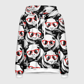 Мужская толстовка 3D с принтом Панды в красных очках в Екатеринбурге, 100% полиэстер | двухслойный капюшон со шнурком для регулировки, мягкие манжеты на рукавах и по низу толстовки, спереди карман-кенгуру с мягким внутренним слоем. | Тематика изображения на принте: animals | bears | funny | head | muzzl | pandas | red | весёлые | взгляд | голова | графика | животные | искусство | картинка | красивый | красные | крутой | медведи | мода | модный | молодёжная | очки | панды | рисунок