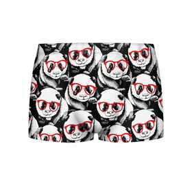 Мужские трусы 3D с принтом Панды в красных очках в Екатеринбурге, 50% хлопок, 50% полиэстер | классическая посадка, на поясе мягкая тканевая резинка | animals | bears | funny | head | muzzl | pandas | red | весёлые | взгляд | голова | графика | животные | искусство | картинка | красивый | красные | крутой | медведи | мода | модный | молодёжная | очки | панды | рисунок