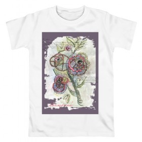 Мужская футболка хлопок с принтом Механический цветок в Екатеринбурге, 100% хлопок | прямой крой, круглый вырез горловины, длина до линии бедер, слегка спущенное плечо. | steampunk | механика | ретро | рисунок | стимпанк | цветы
