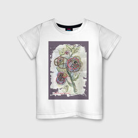 Детская футболка хлопок с принтом Механический цветок в Екатеринбурге, 100% хлопок | круглый вырез горловины, полуприлегающий силуэт, длина до линии бедер | steampunk | механика | ретро | рисунок | стимпанк | цветы