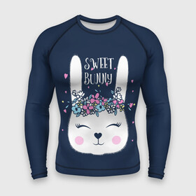 Мужской рашгард 3D с принтом Sweet bunny в Екатеринбурге,  |  | art | creat | drawing | graphics | picture | белый | влюбленный | графика | день святого валентина | заяц | зеленый | искусство | картинка | кролик | крутой | лучший | любовь | модный | подарок | праздник | пушистый