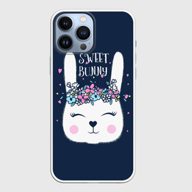 Чехол для iPhone 13 Pro Max с принтом Sweet bunny в Екатеринбурге,  |  | art | creat | drawing | graphics | picture | белый | влюбленный | графика | день святого валентина | заяц | зеленый | искусство | картинка | кролик | крутой | лучший | любовь | модный | подарок | праздник | пушистый