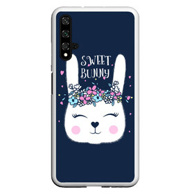 Чехол для Honor 20 с принтом Sweet bunny в Екатеринбурге, Силикон | Область печати: задняя сторона чехла, без боковых панелей | Тематика изображения на принте: art | creat | drawing | graphics | picture | белый | влюбленный | графика | день святого валентина | заяц | зеленый | искусство | картинка | кролик | крутой | лучший | любовь | модный | подарок | праздник | пушистый