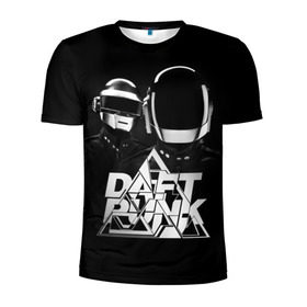 Мужская футболка 3D спортивная с принтом Daft Punk в Екатеринбурге, 100% полиэстер с улучшенными характеристиками | приталенный силуэт, круглая горловина, широкие плечи, сужается к линии бедра | Тематика изображения на принте: daft punk | electronic | house | human | music | robot | дафт панк | музыка | синти поп | хаус | электроника