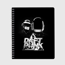 Тетрадь с принтом Daft Punk в Екатеринбурге, 100% бумага | 48 листов, плотность листов — 60 г/м2, плотность картонной обложки — 250 г/м2. Листы скреплены сбоку удобной пружинной спиралью. Уголки страниц и обложки скругленные. Цвет линий — светло-серый
 | Тематика изображения на принте: daft punk | electronic | house | human | music | robot | дафт панк | музыка | синти поп | хаус | электроника