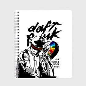 Тетрадь с принтом Daft Punk в Екатеринбурге, 100% бумага | 48 листов, плотность листов — 60 г/м2, плотность картонной обложки — 250 г/м2. Листы скреплены сбоку удобной пружинной спиралью. Уголки страниц и обложки скругленные. Цвет линий — светло-серый
 | Тематика изображения на принте: daft punk | electronic | house | human | music | robot | дафт панк | музыка | синти поп | хаус | электроника