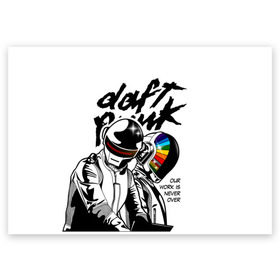 Поздравительная открытка с принтом Daft Punk в Екатеринбурге, 100% бумага | плотность бумаги 280 г/м2, матовая, на обратной стороне линовка и место для марки
 | Тематика изображения на принте: daft punk | electronic | house | human | music | robot | дафт панк | музыка | синти поп | хаус | электроника