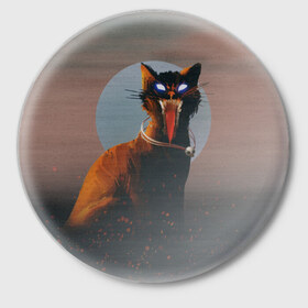 Значок с принтом Орущий кот в Екатеринбурге,  металл | круглая форма, металлическая застежка в виде булавки | big | арт | крупные арты | крупные принты | сумасшедшие арты