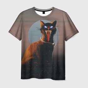 Мужская футболка 3D с принтом Орущий кот в Екатеринбурге, 100% полиэфир | прямой крой, круглый вырез горловины, длина до линии бедер | big | арт | крупные арты | крупные принты | сумасшедшие арты