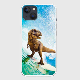 Чехол для iPhone 13 с принтом Серфер Юрского Периода в Екатеринбурге,  |  | dinosaur | t rex | вода | грозовой | динозавр | динозавр ти рекс | динозавры | море | новинка | отдых | отпуск | прикол | путешествие | серфер | серфинг | серфингист | спорт | ти рекс | тиранозавр | юмор