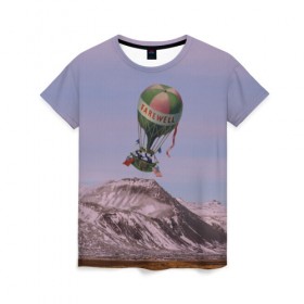 Женская футболка 3D с принтом Воздушный шар в Екатеринбурге, 100% полиэфир ( синтетическое хлопкоподобное полотно) | прямой крой, круглый вырез горловины, длина до линии бедер | 