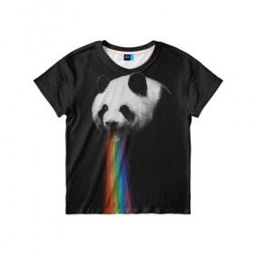 Детская футболка 3D с принтом Радужная панда в Екатеринбурге, 100% гипоаллергенный полиэфир | прямой крой, круглый вырез горловины, длина до линии бедер, чуть спущенное плечо, ткань немного тянется | big | арт | крупные арты | крупные принты | сумасшедшие арты