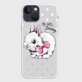 Чехол для iPhone 13 mini с принтом My little Bunny в Екатеринбурге,  |  | art | best | cool | creativity | drawing | graphics | phonthasia | picture | trend | бант | белый | графика | животное | зайченок | зайчик | искусство | картинка | кролик | крутой | лучший | маленький | милый | модный | мой | пушистый