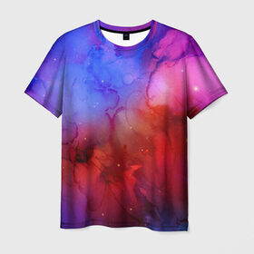 Мужская футболка 3D с принтом Space color в Екатеринбурге, 100% полиэфир | прямой крой, круглый вырез горловины, длина до линии бедер | Тематика изображения на принте: galaxy | nebula | space | star | абстракция | вселенная | галактика | звезда | звезды | космический | планеты