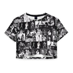 Женская футболка Cropp-top с принтом Queen в Екатеринбурге, 100% полиэстер | круглая горловина, длина футболки до линии талии, рукава с отворотами | queen | брайан мэи | британская | группа | джон дикон | королева | роджер тейлор | рок | фредди меркьюри