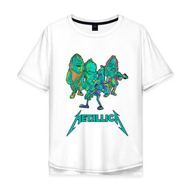 Мужская футболка хлопок Oversize с принтом Metallica зеленый неон в Екатеринбурге, 100% хлопок | свободный крой, круглый ворот, “спинка” длиннее передней части | metal | metalhead | metallica | rock | джеймсхетфилд | кирк хэммет | ларс ульрих | металика | металл | металлика | роберт трухильо | робот | рок