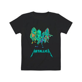 Детская футболка хлопок с принтом Metallica зеленый неон в Екатеринбурге, 100% хлопок | круглый вырез горловины, полуприлегающий силуэт, длина до линии бедер | Тематика изображения на принте: metal | metalhead | metallica | rock | джеймсхетфилд | кирк хэммет | ларс ульрих | металика | металл | металлика | роберт трухильо | робот | рок