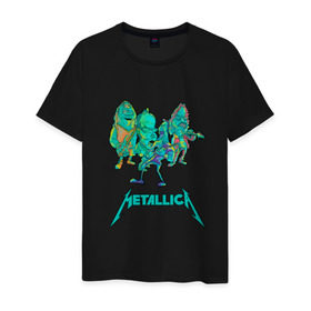 Мужская футболка хлопок с принтом Metallica зеленый неон в Екатеринбурге, 100% хлопок | прямой крой, круглый вырез горловины, длина до линии бедер, слегка спущенное плечо. | metal | metalhead | metallica | rock | джеймсхетфилд | кирк хэммет | ларс ульрих | металика | металл | металлика | роберт трухильо | робот | рок
