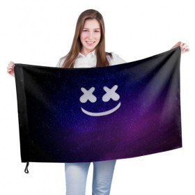 Флаг 3D с принтом Marshmello Cosmos в Екатеринбурге, 100% полиэстер | плотность ткани — 95 г/м2, размер — 67 х 109 см. Принт наносится с одной стороны | 