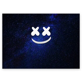 Поздравительная открытка с принтом Marshmello Cosmos в Екатеринбурге, 100% бумага | плотность бумаги 280 г/м2, матовая, на обратной стороне линовка и место для марки
 | marshmello | диджей | звезды | клуб | клубная музыка | космос | маршмеллоу | маршмэлло | маршмэллоу | музыка | небо | ночь | электронная