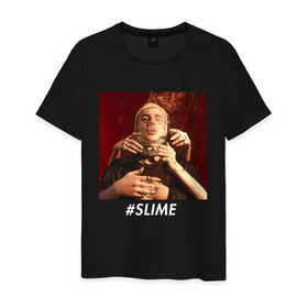 Мужская футболка хлопок с принтом FACE SLIME в Екатеринбурге, 100% хлопок | прямой крой, круглый вырез горловины, длина до линии бедер, слегка спущенное плечо. | Тематика изображения на принте: 