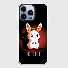 Чехол для iPhone 13 Pro с принтом Go to hell в Екатеринбурге,  |  | ад | ангел | дьявол | зайчик | заяц | нимб | рожки | тень | ушки