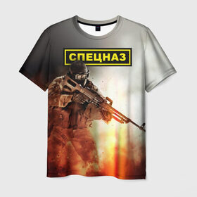 Мужская футболка 3D с принтом Спецназ в Екатеринбурге, 100% полиэфир | прямой крой, круглый вырез горловины, длина до линии бедер | альфа | антитеррор | спецназ