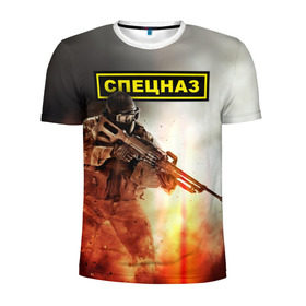 Мужская футболка 3D спортивная с принтом Спецназ в Екатеринбурге, 100% полиэстер с улучшенными характеристиками | приталенный силуэт, круглая горловина, широкие плечи, сужается к линии бедра | альфа | антитеррор | спецназ