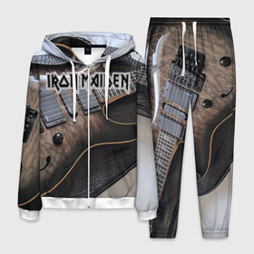 Мужской костюм 3D с принтом Iron Maiden в Екатеринбурге, 100% полиэстер | Манжеты и пояс оформлены тканевой резинкой, двухслойный капюшон со шнурком для регулировки, карманы спереди | бас | британия | брюс дикинсон | гитара | группа | дева | железная | метал | нико макбрэйн | рок | стив харрис | хеви | яник герс