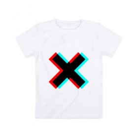 Детская футболка хлопок с принтом X - Глитч в Екатеринбурге, 100% хлопок | круглый вырез горловины, полуприлегающий силуэт, длина до линии бедер | x | глитч | икс