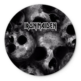 Коврик круглый с принтом Iron Maiden в Екатеринбурге, резина и полиэстер | круглая форма, изображение наносится на всю лицевую часть | бас | британия | брюс дикинсон | гитара | группа | дева | железная | метал | нико макбрэйн | рок | стив харрис | хеви | яник герс