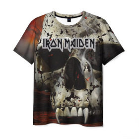 Мужская футболка 3D с принтом Iron Maiden в Екатеринбурге, 100% полиэфир | прямой крой, круглый вырез горловины, длина до линии бедер | бас | британия | брюс дикинсон | гитара | группа | дева | железная | метал | нико макбрэйн | рок | стив харрис | хеви | яник герс