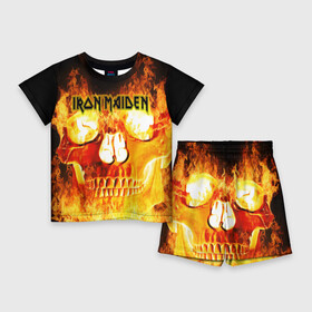 Детский костюм с шортами 3D с принтом Iron Maiden в Екатеринбурге,  |  | Тематика изображения на принте: бас | британия | брюс дикинсон | гитара | группа | дева | железная | метал | нико макбрэйн | рок | стив харрис | хеви | яник герс