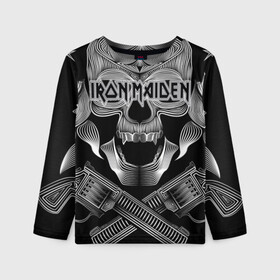 Детский лонгслив 3D с принтом Iron Maiden в Екатеринбурге, 100% полиэстер | длинные рукава, круглый вырез горловины, полуприлегающий силуэт
 | бас | британия | брюс дикинсон | гитара | группа | дева | железная | метал | нико макбрэйн | рок | стив харрис | хеви | яник герс