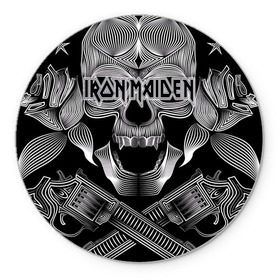 Коврик круглый с принтом Iron Maiden в Екатеринбурге, резина и полиэстер | круглая форма, изображение наносится на всю лицевую часть | бас | британия | брюс дикинсон | гитара | группа | дева | железная | метал | нико макбрэйн | рок | стив харрис | хеви | яник герс