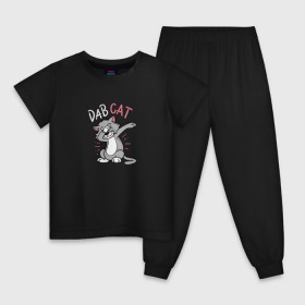 Детская пижама хлопок с принтом Dab Cat в Екатеринбурге, 100% хлопок |  брюки и футболка прямого кроя, без карманов, на брюках мягкая резинка на поясе и по низу штанин
 | Тематика изображения на принте: 